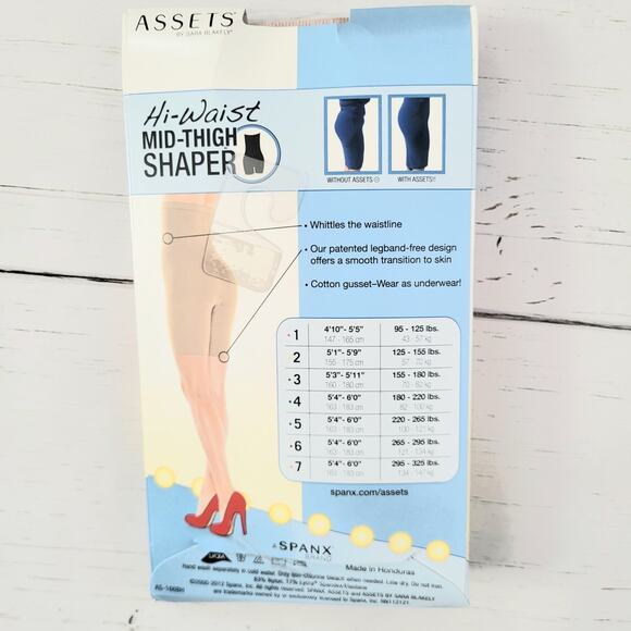 Assets Spanx Hi Waist Mid Thigh Shaper Underwear Panties Nude Beige Size 4 Large - Picture 2 of 5